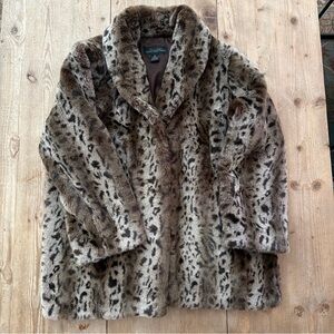 Donna Slayers Fabulous Furs Brown Leopard Faux Fur XL EUC